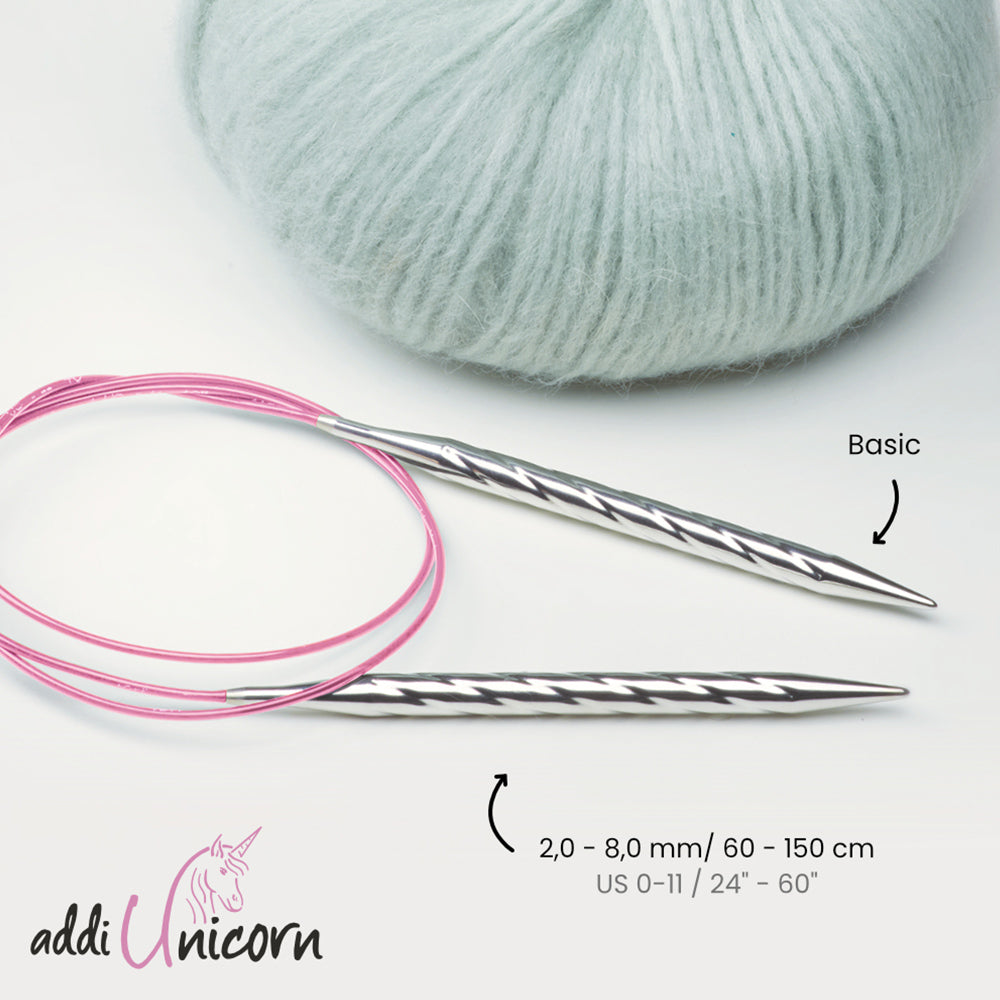 addiUnicorn Rundstricknadel - Metall 60, 80, 120 cm (2 - 8 mm)