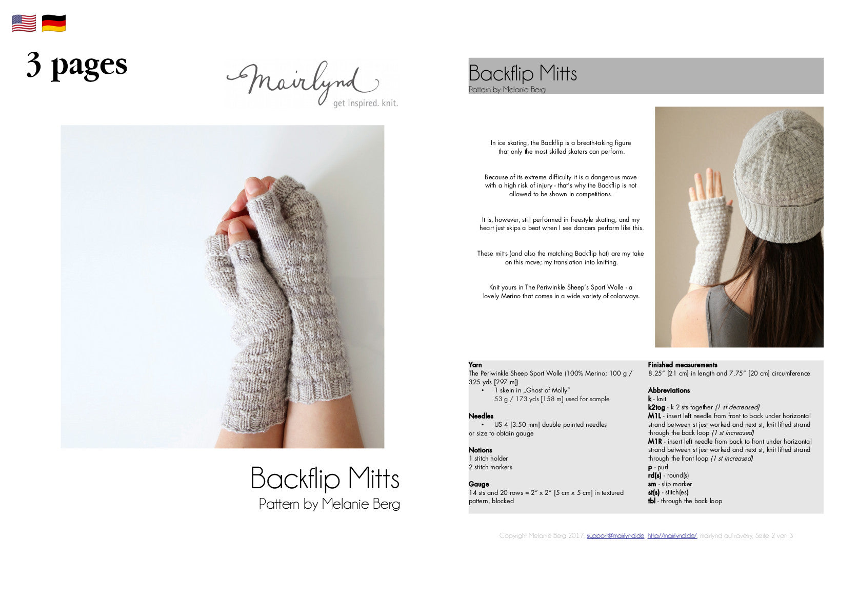 Backflip Mitts - FINGERLESS MITTS - Knitting Pattern