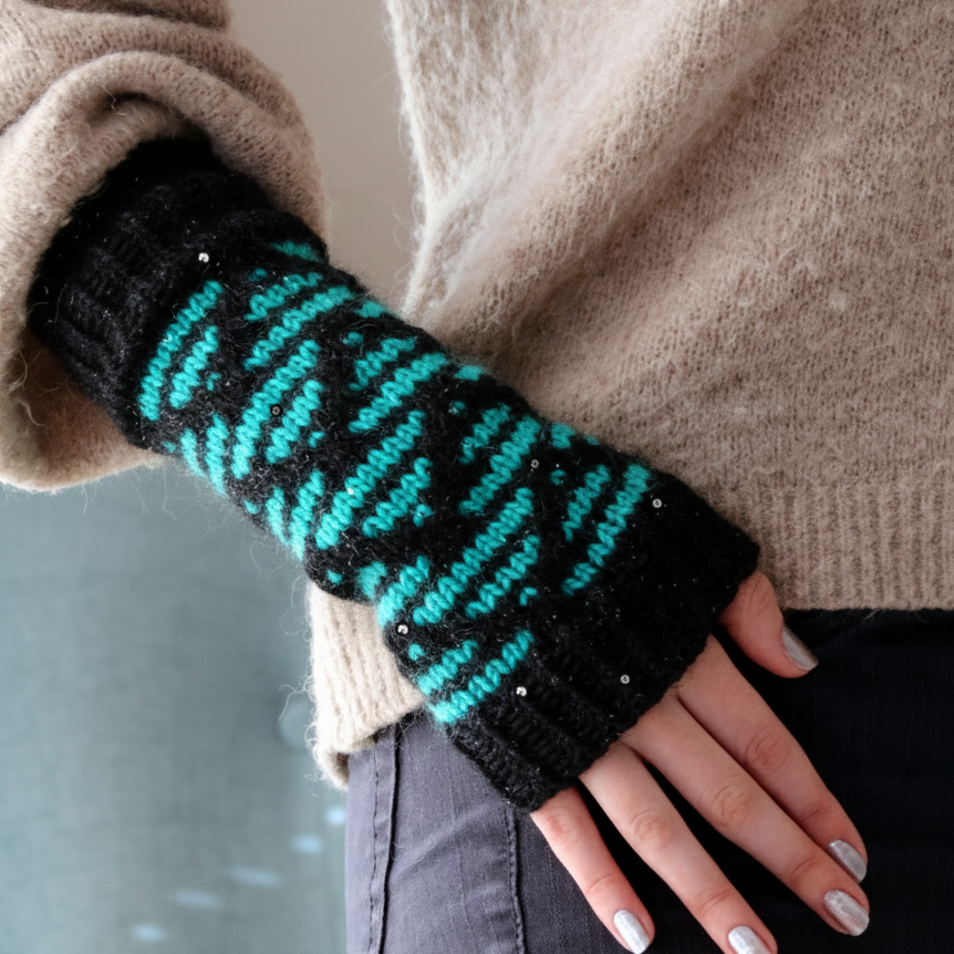 A Little More Spark Mitts - FINGERLESS MITTS - Knitting Pattern