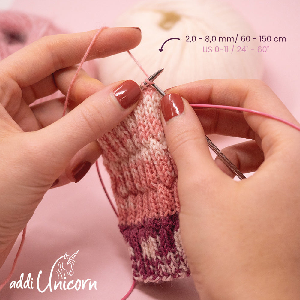 addiUnicorn Circular Needle – Metal, 60/80/120 cm (2–8 mm)
