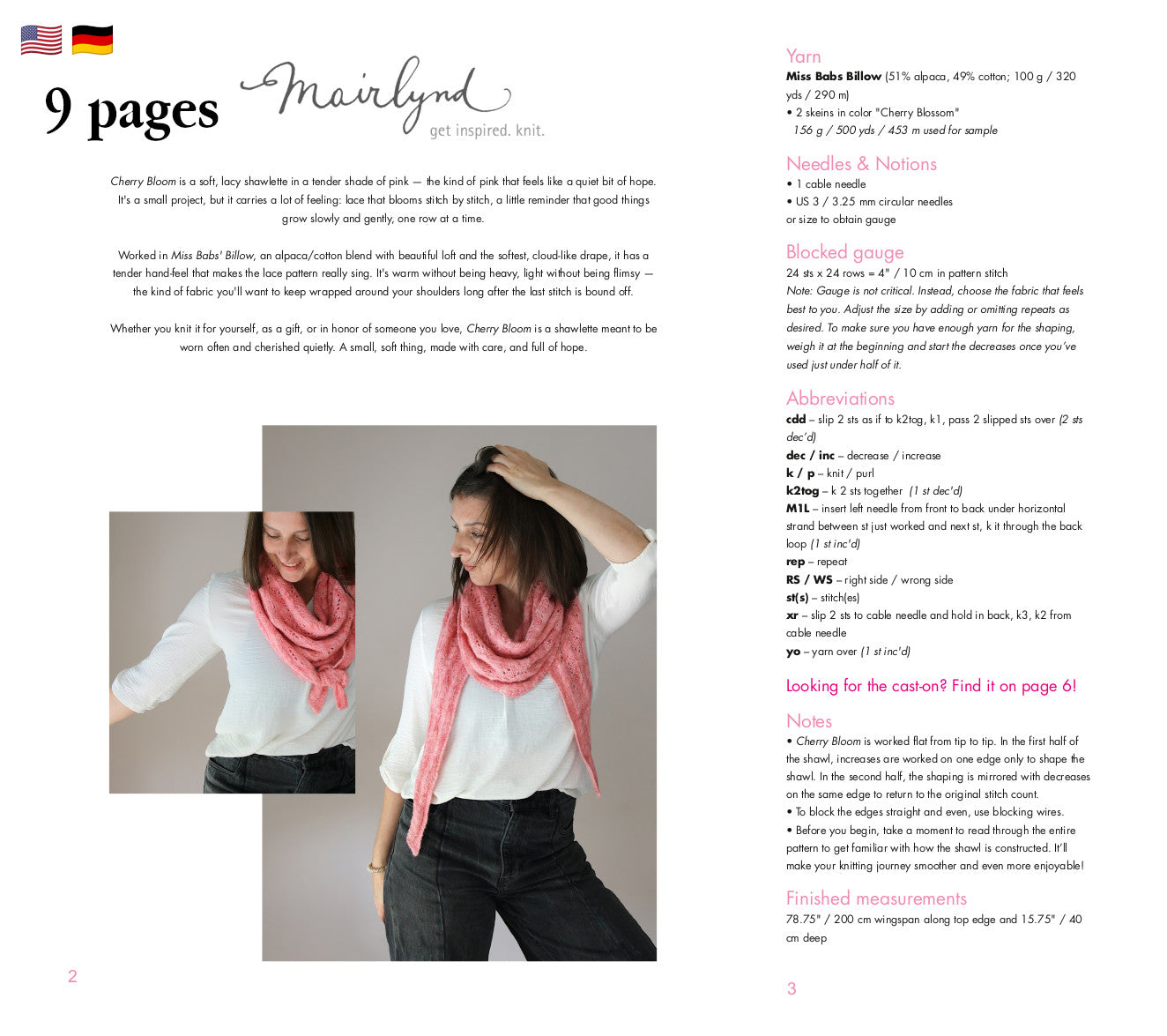 Cherry Bloom - SHAWL - Knitting Pattern